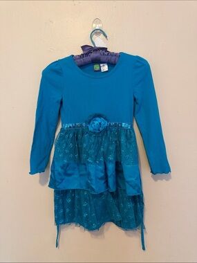 Dollie & Me Teal Blue Long-Sleeve Layered Tulle Dress